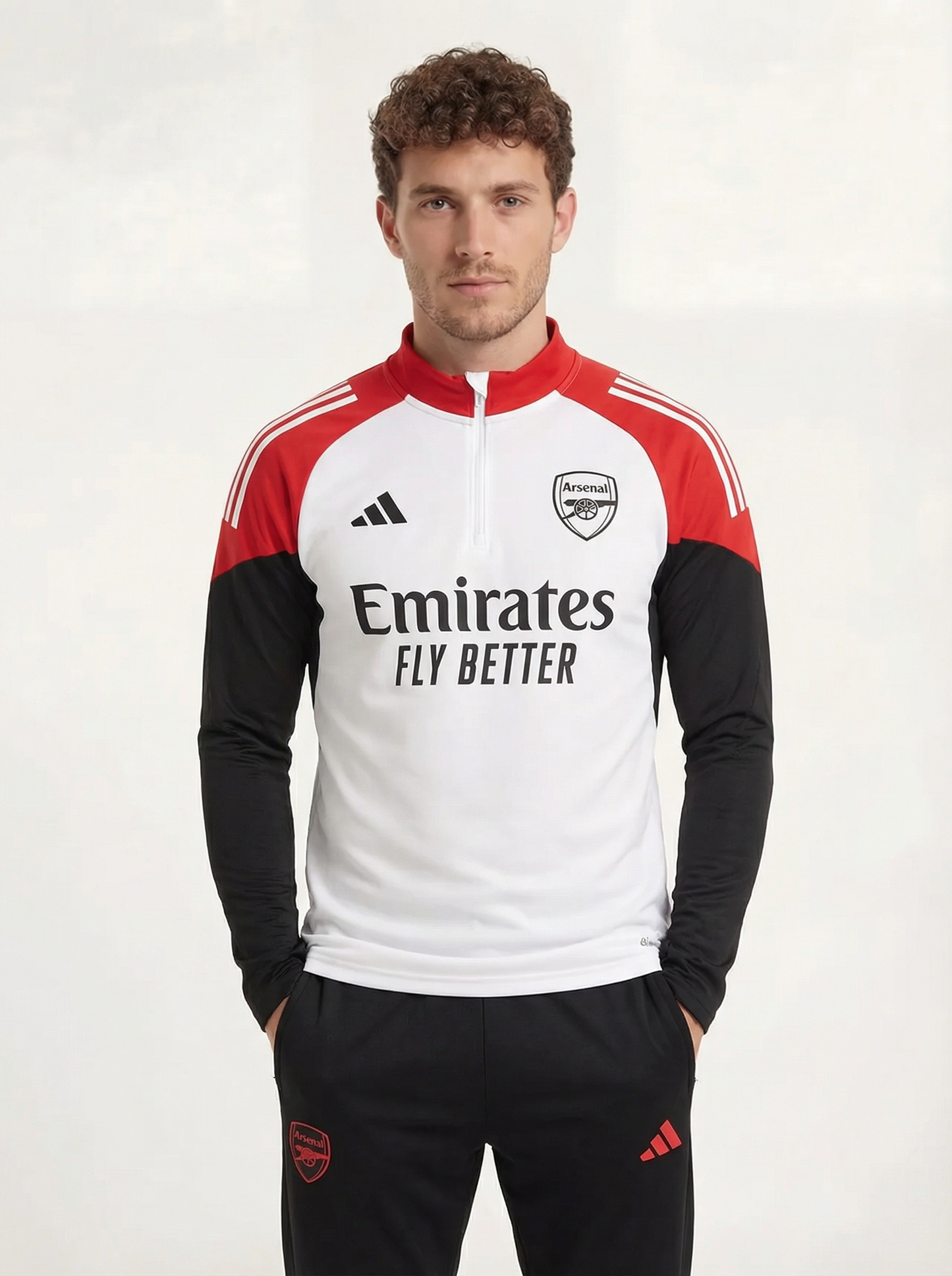 Chándal Arsenal blanco y negro con rojo 2025/2026
