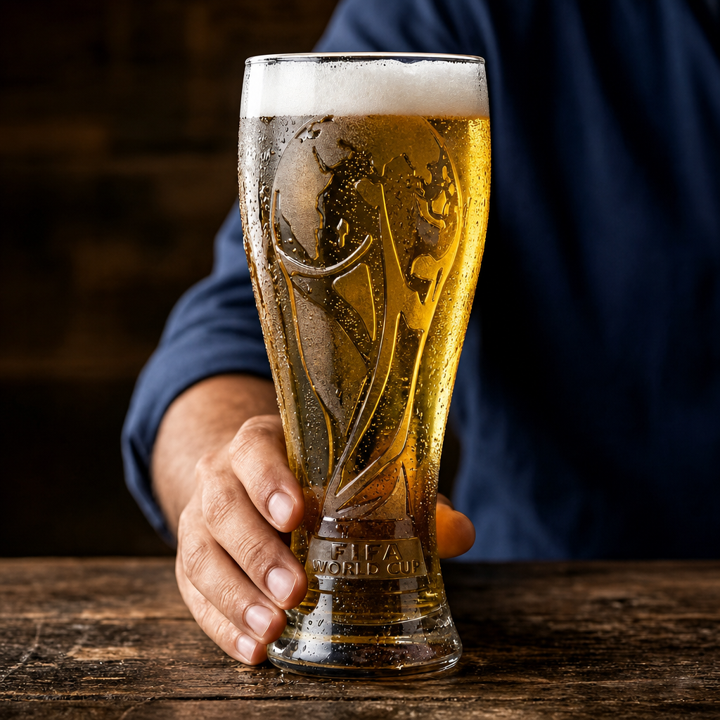 Copa Mundial 2026™ Set de Vasos de Cristal con Destapador Dorado – Caja de Regalo para Coleccionistas