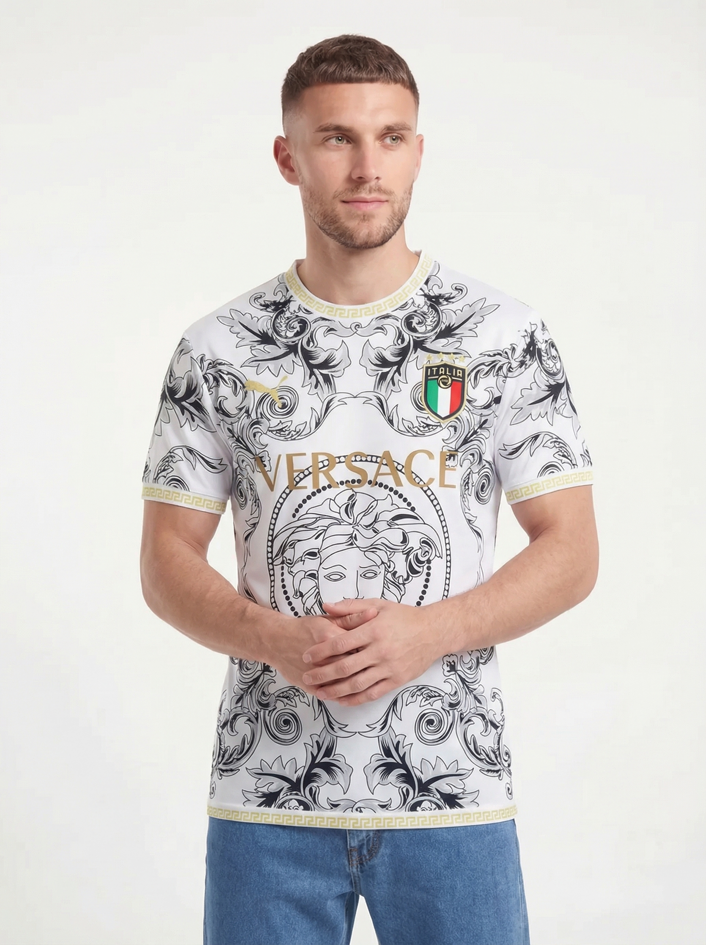 ITALIA 2023 CONCEPTO CAMISETA DE LOCAL BLANCA VERSACE